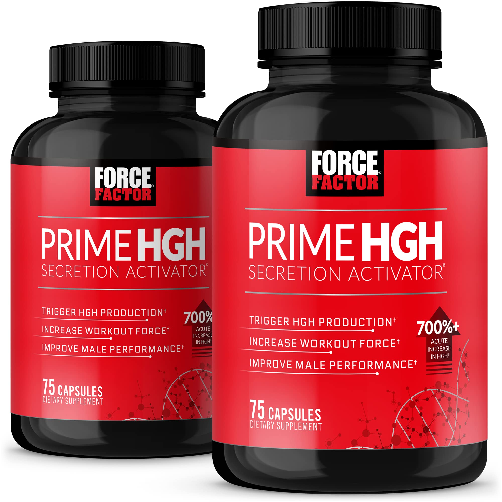 Force Factor Prime HGH Secretion Activator, 2-Pack, HGH Supplement for Men with AlphaSize to Help Trigger HGH Production, Increase Workout Force, & Improve Performance, 150 Capsules